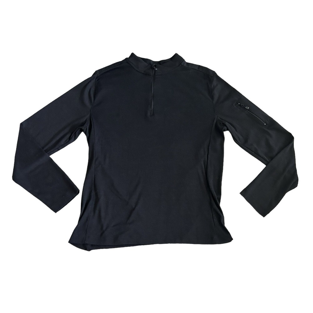 Skyr Women's Shirt Base Thermal Layer Black 1/4 Zip‎ Long Sleeve Pockets Large